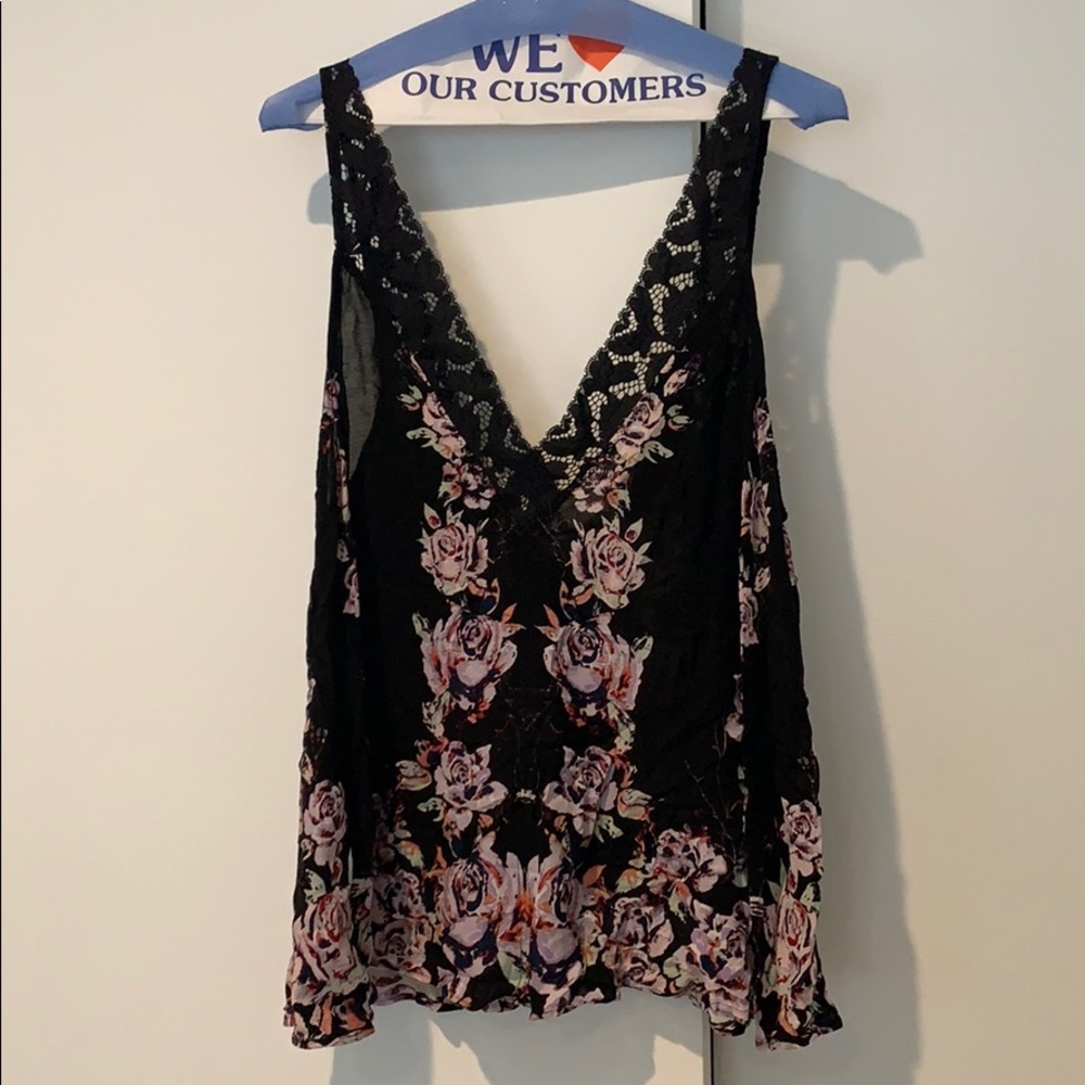 Free People Floral Lace Tank
